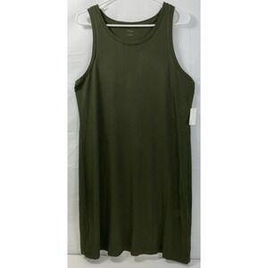 NWT Women's Daily Ritual Soft Jersey Sleeveless Tank Shirt Dress Olive Green - L